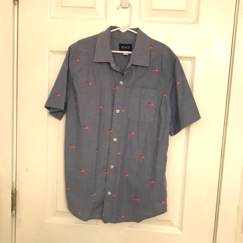 Kids American flag button up-size 10/12
